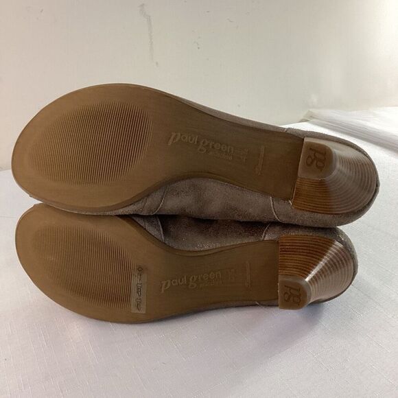 Paul Green Leather Metallic Lace-up Stacked heel Sandals Size 7 (38) - Picture 10 of 13